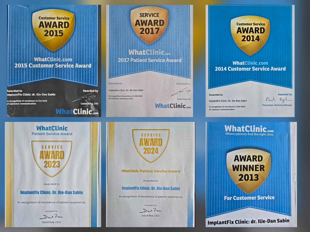 ImplantFix Clinica, récompensée depuis 2013, avec 10 distinctions annuelles, sur WhatClinic.